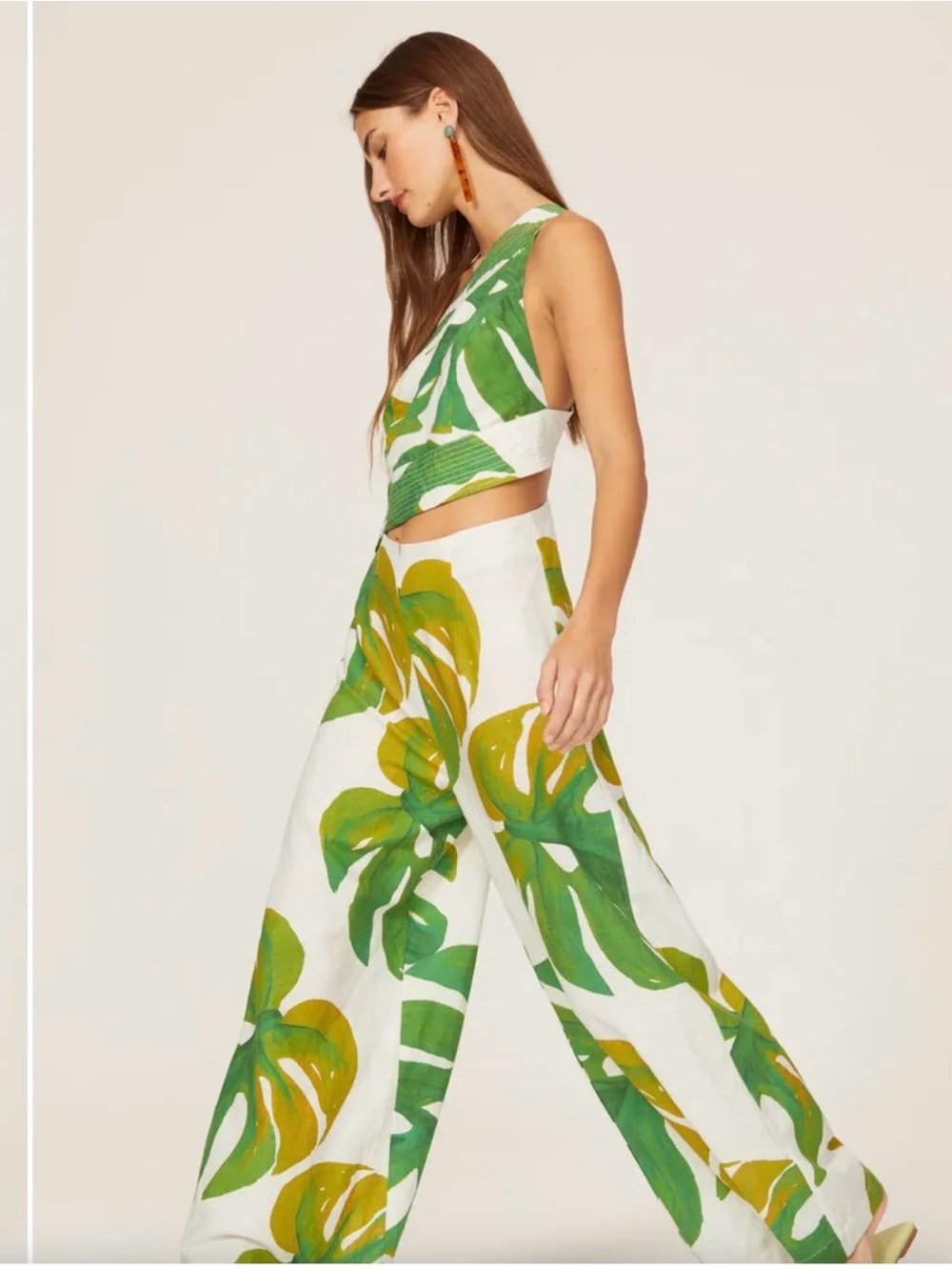 FARM Rio White One-Shoulder Tropical Leaf Wide-Leg Jumpsuit - Picture 3 of 5